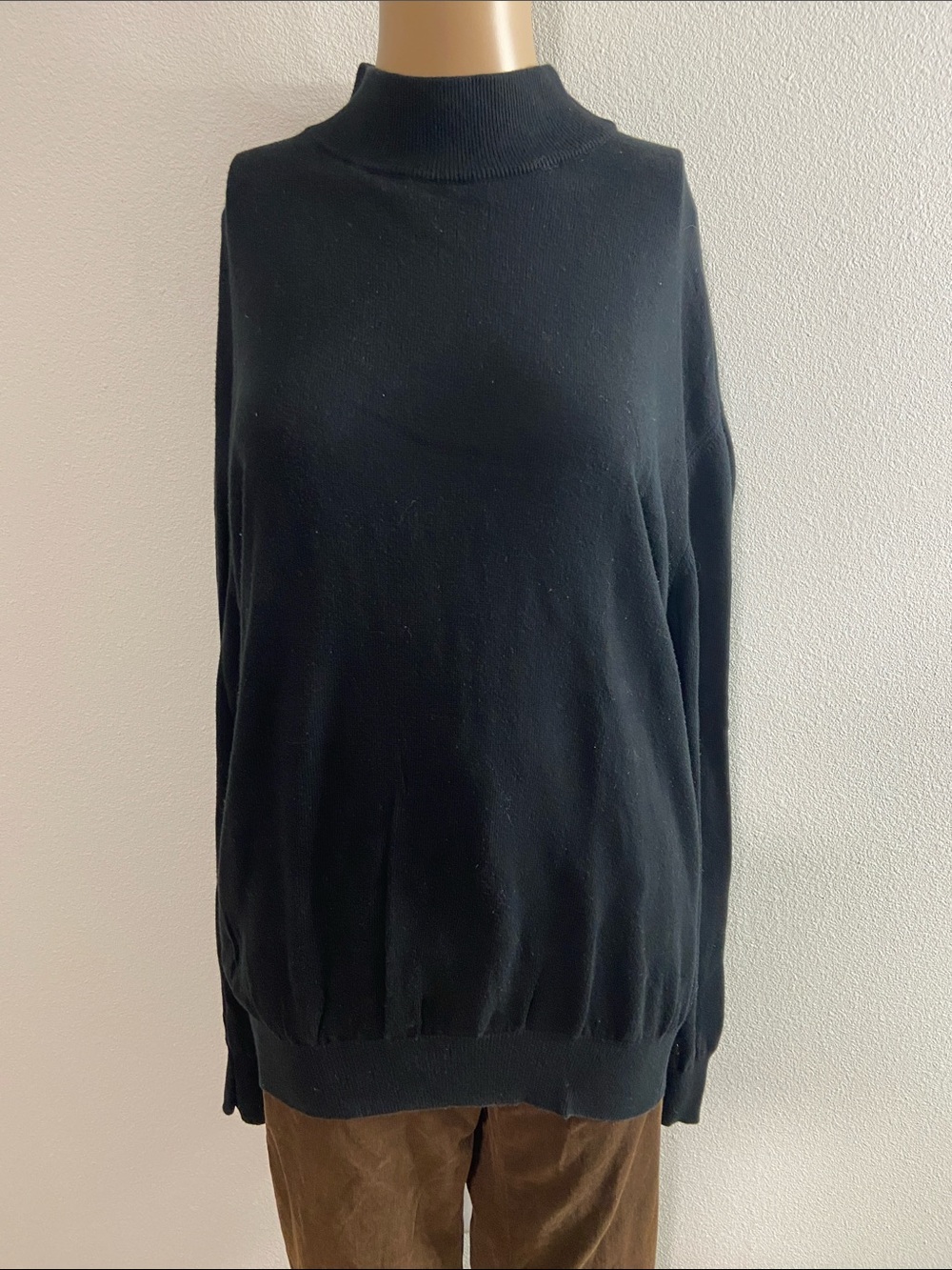 VTG Lord & Taylor Black Mock Neck Sweater Y2K Sz XL